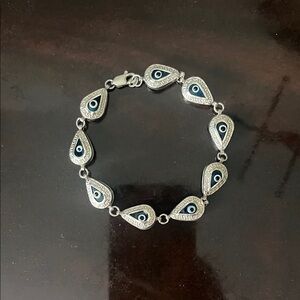 Sterling Silver Evil Eye Bracelet